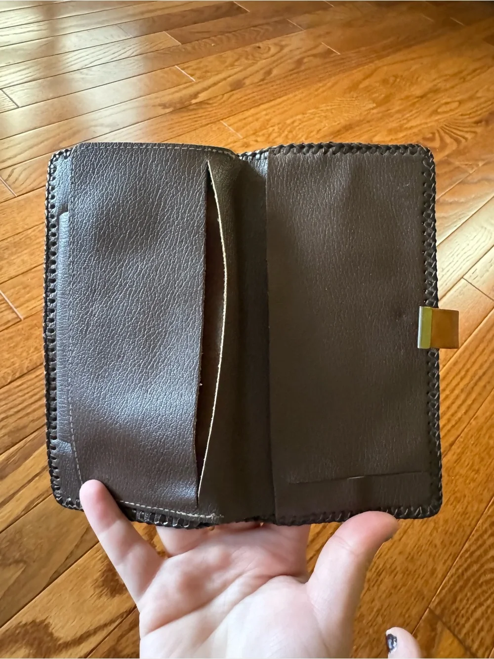 Tan Floral Tooled Leather Phone Wallet - Women's Accessory